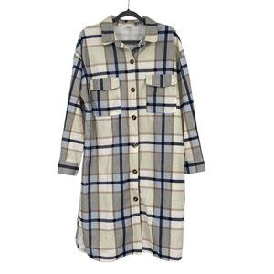 Made With Love Women's Size XL Long Jacket Plaid Multicolor Faux Wool Poly